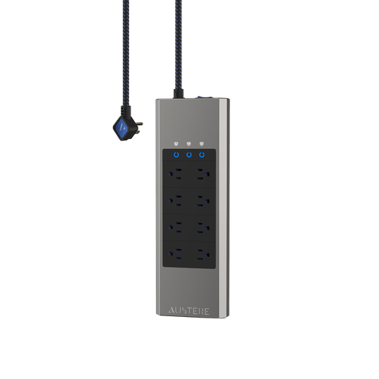 Austere V Series Power 8-Outlet with Omniport USB - Black - Austere V series 8-outlet aDesign power with Omniport USB - Hero