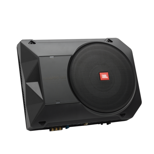 BassPro SL2 - Black - Add high-performance bass with a low-profile woofer enclosure - Self-Powered, 8" (200mm) low-profile  under seat subwoofer system - Detailshot 3