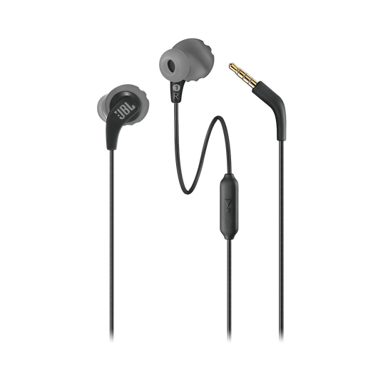 JBL Endurance RUN - Black - Sweatproof Wired Sport In-Ear Headphones - Detailshot 1
