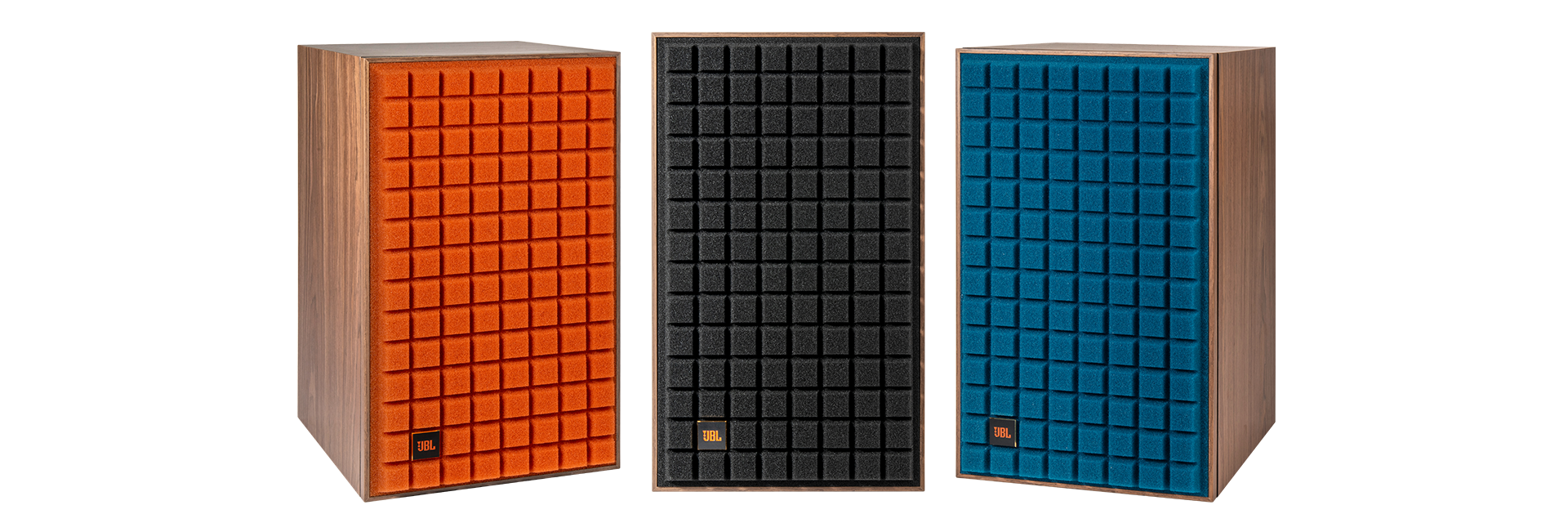 Retro design with iconic JBL styling and vintage Quadrex foam grille in a choice of black, orange, or blue